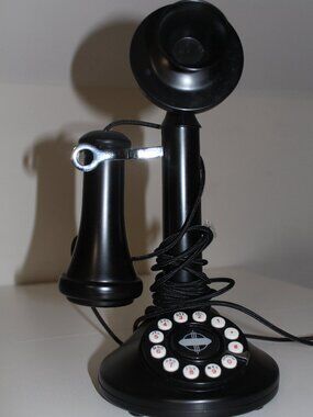 CROSLEY Candlestick Phone - CR64 Black Retro Push Button 1920's Tested Working